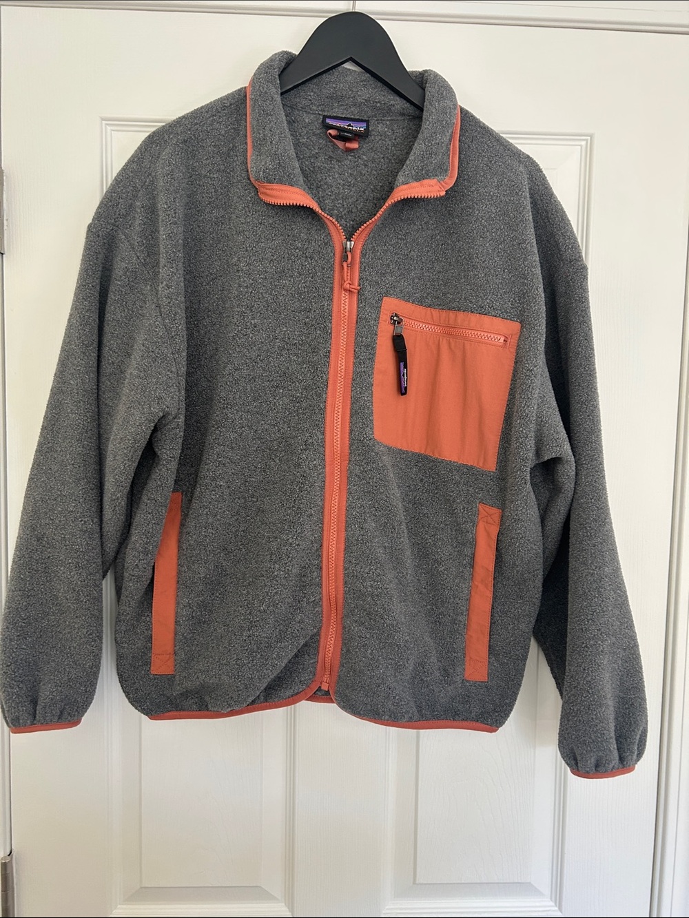 Patagonia Gray Fleece Jacket with Coral Trim